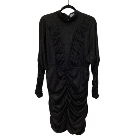 Hunter Bell Ariana Ruched Dress In Onyx Black Jacquard Size 12 - Picture 6 of 16